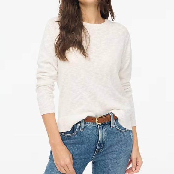 J. Crew Factory Sweaters - J.Crew Women’s XS Crewneck Beach Sweater White Long Sleeve Lightweight NWT READ